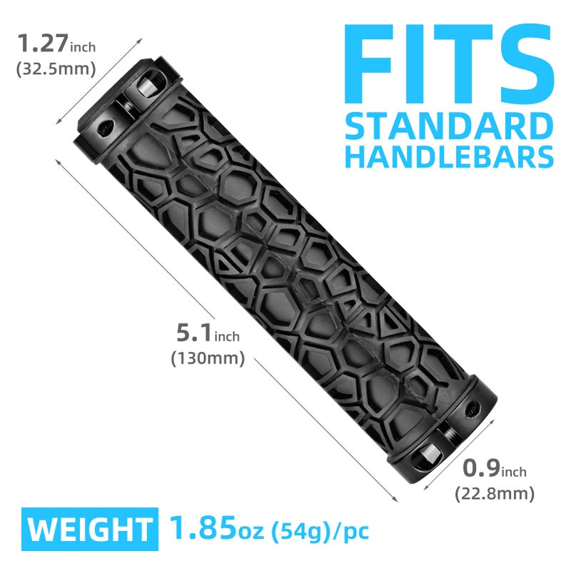 روكبروز مقابض مقود الدراجة من روك بروس، مقابض مزدوجة القفل، مقابض مانعة للانزلاق لمقود الدراجة الجبلية، ودراجات بي إم إكس، والدراجات البخارية، والدراجات القابلة للطي، 22.2 مم - Image 5